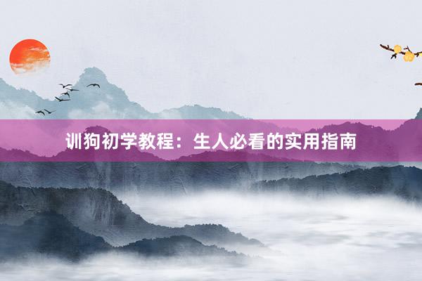 训狗初学教程：生人必看的实用指南